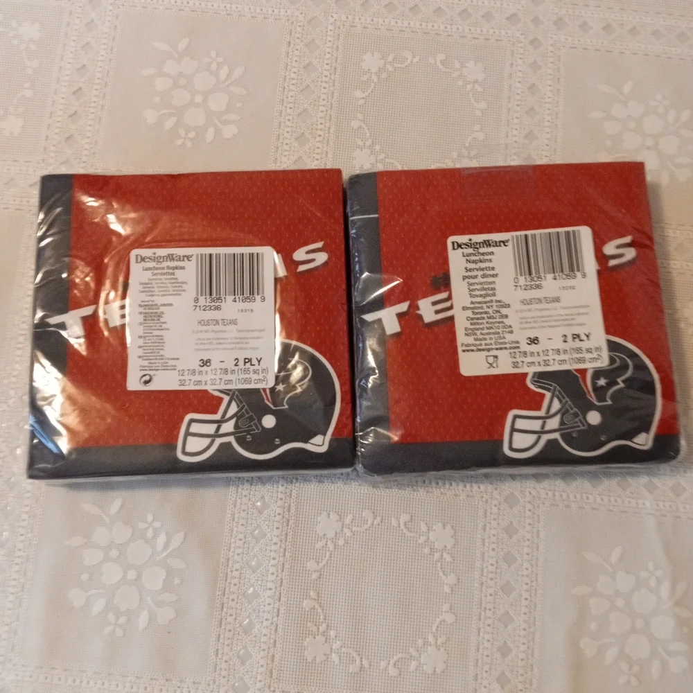 🆕 2 packs of Houston Texans Lunch Napkins 36ct